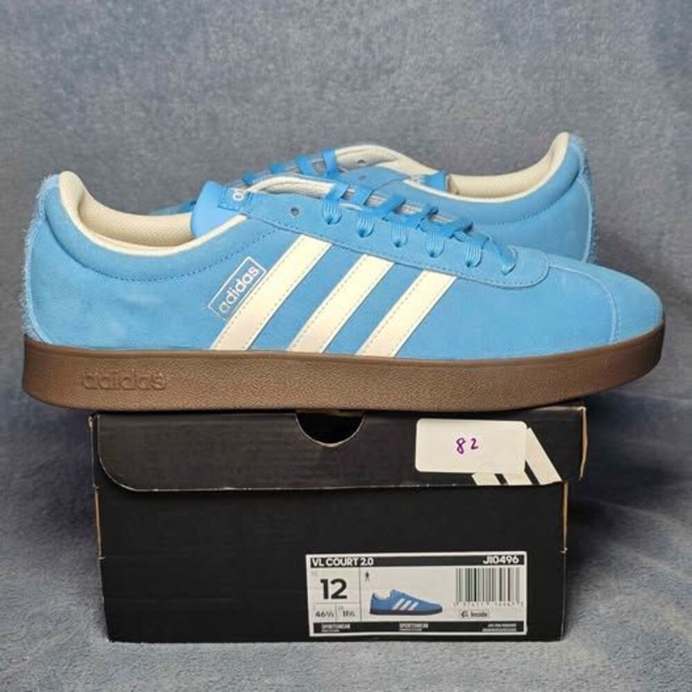 Adidas VL Court 2.0 Light Blue Sneakers Mens US 12 or Womens US 13